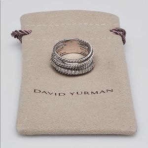 David Yurman Crossover Ring with Diamonds Size 7